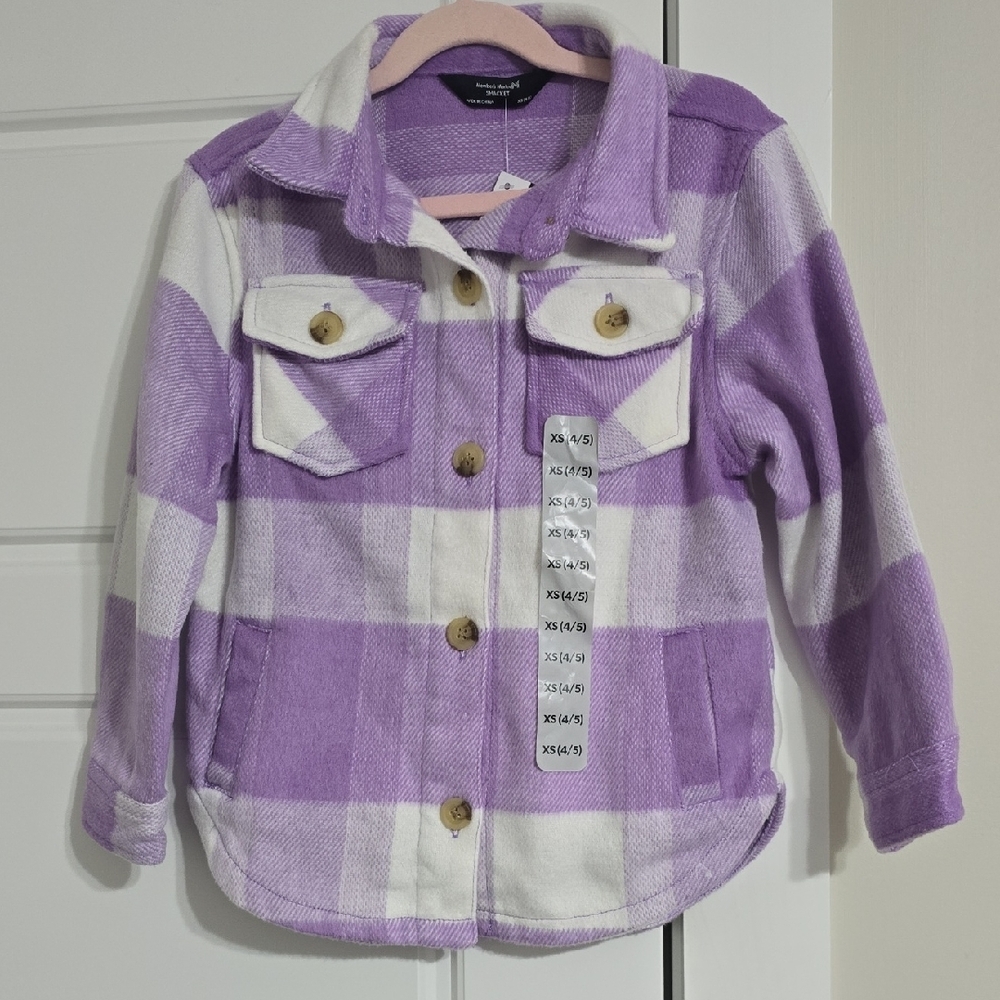 NWT Purple and White Plaid Shacket